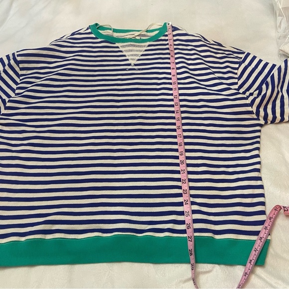 New! Free People Classic stripe pullover Blue White Sweatshirt M 2354 - Picture 6 of 10